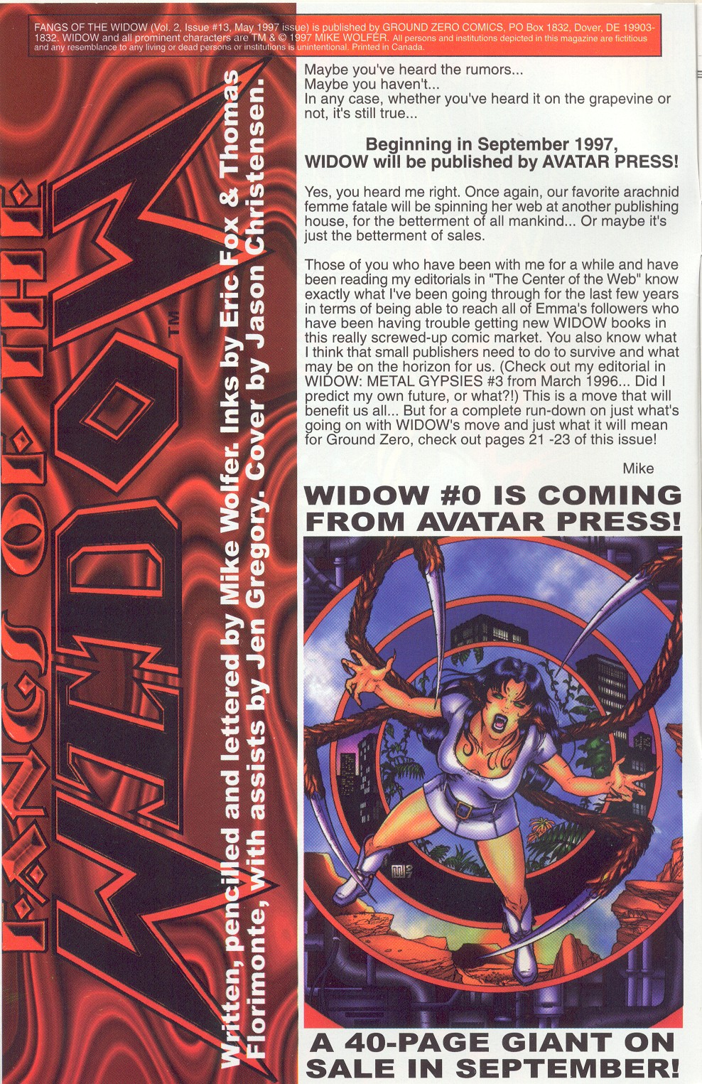Read online Fangs of the Widow comic -  Issue #13 - 2