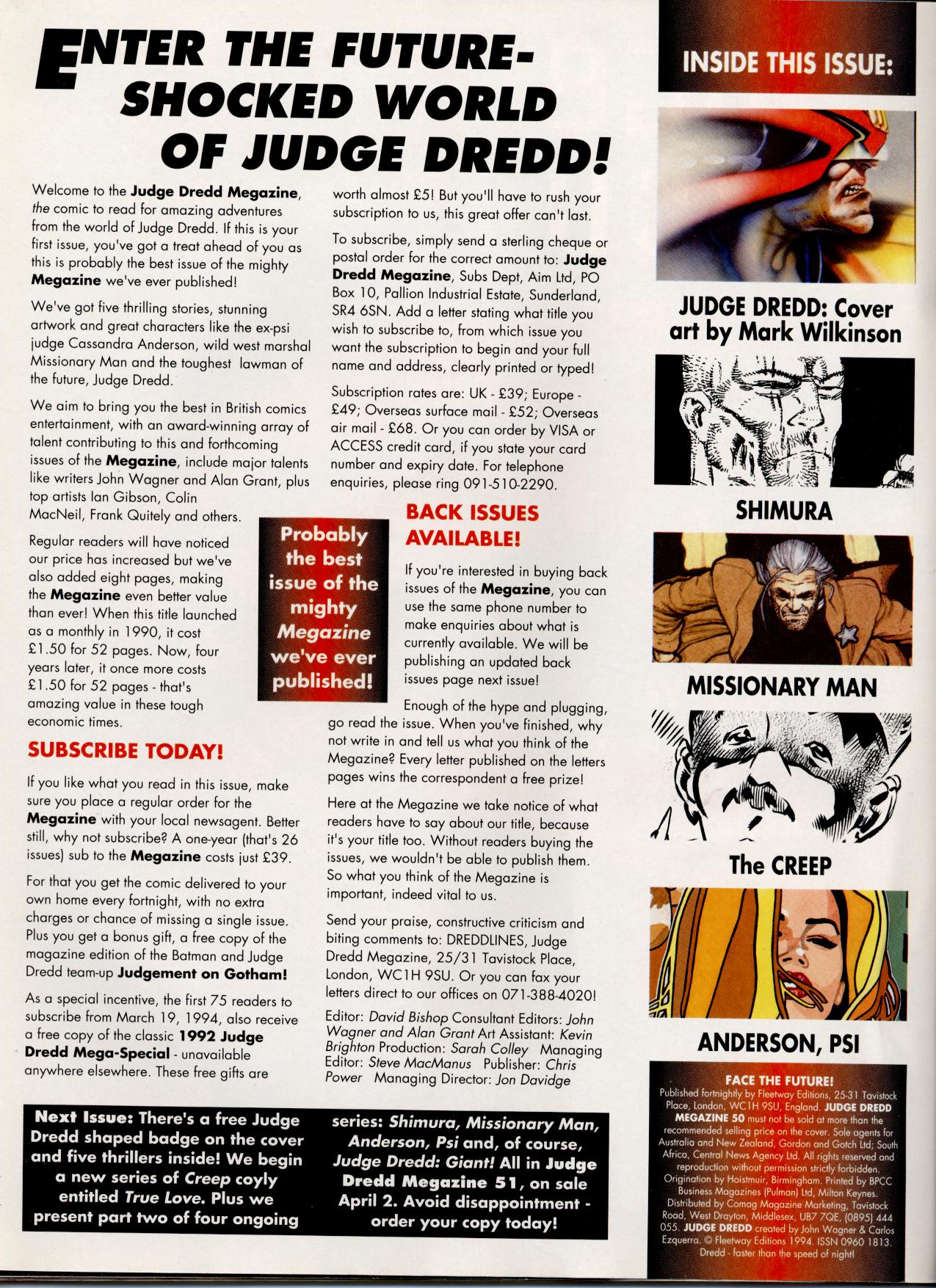Read online Judge Dredd: The Megazine (vol. 2) comic -  Issue #50 - 2