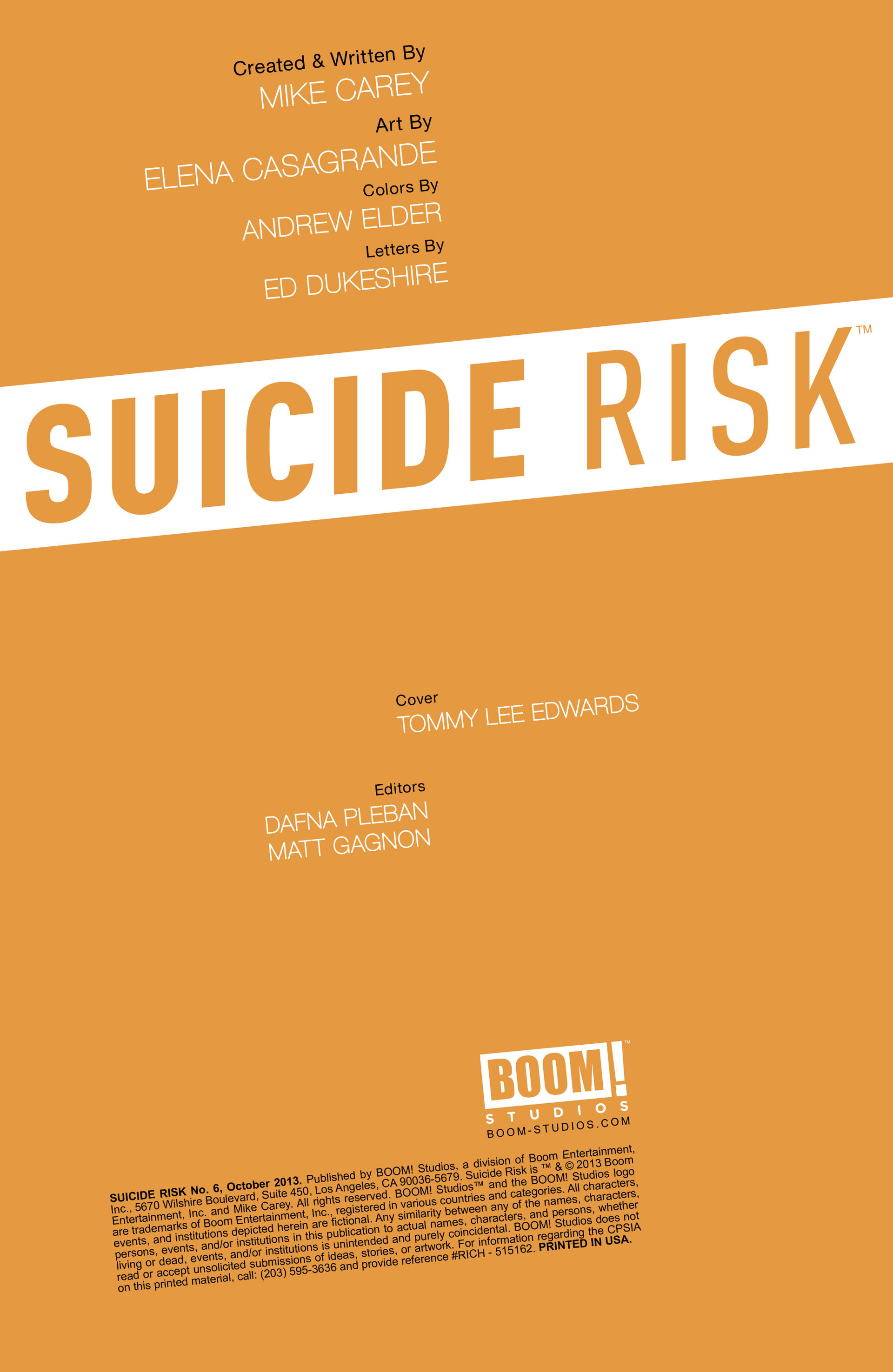 Read online Suicide Risk comic -  Issue #6 - 2