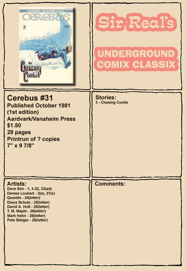 Read online Cerebus comic -  Issue #31 - 1