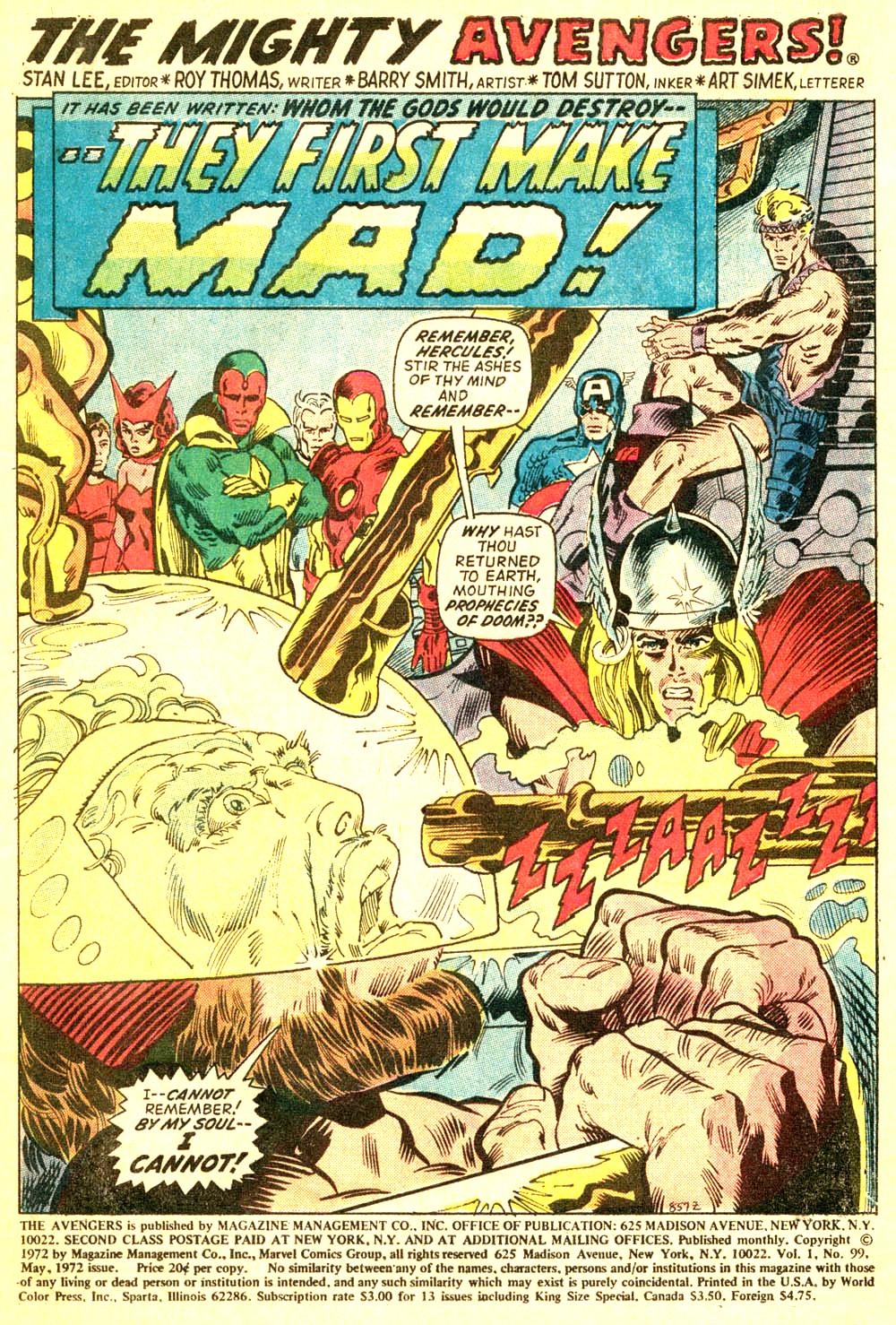 Read online The Avengers (1963) comic -  Issue #99 - 2