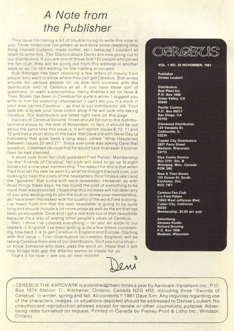 Read online Cerebus comic -  Issue #32 - 2