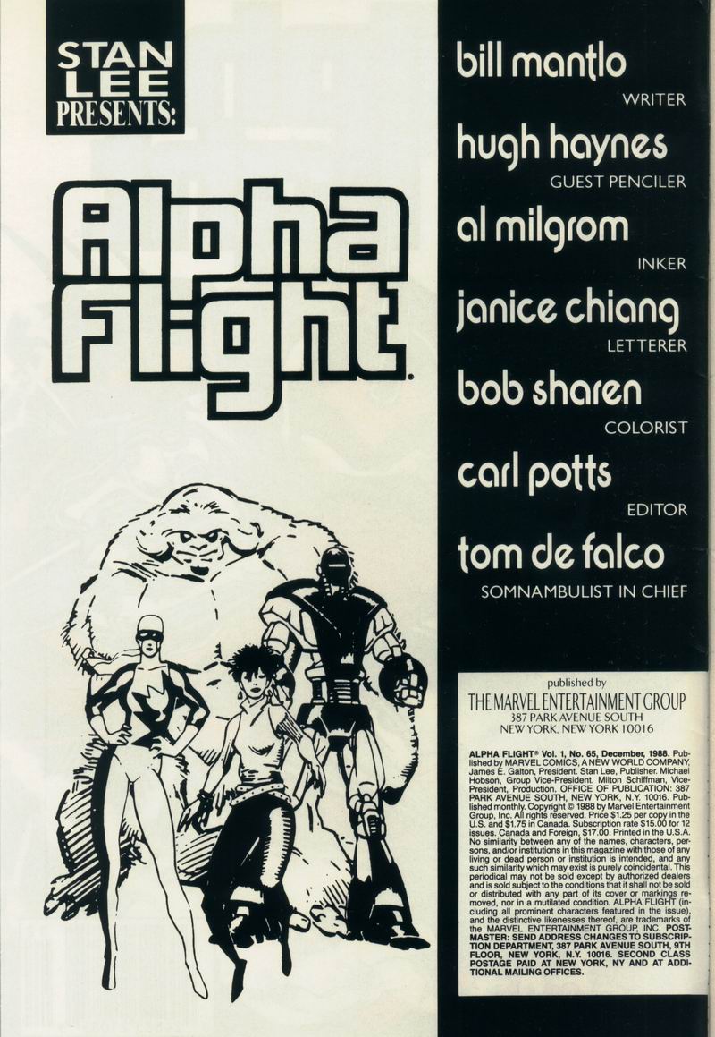 Read online Alpha Flight (1983) comic -  Issue #65 - 2