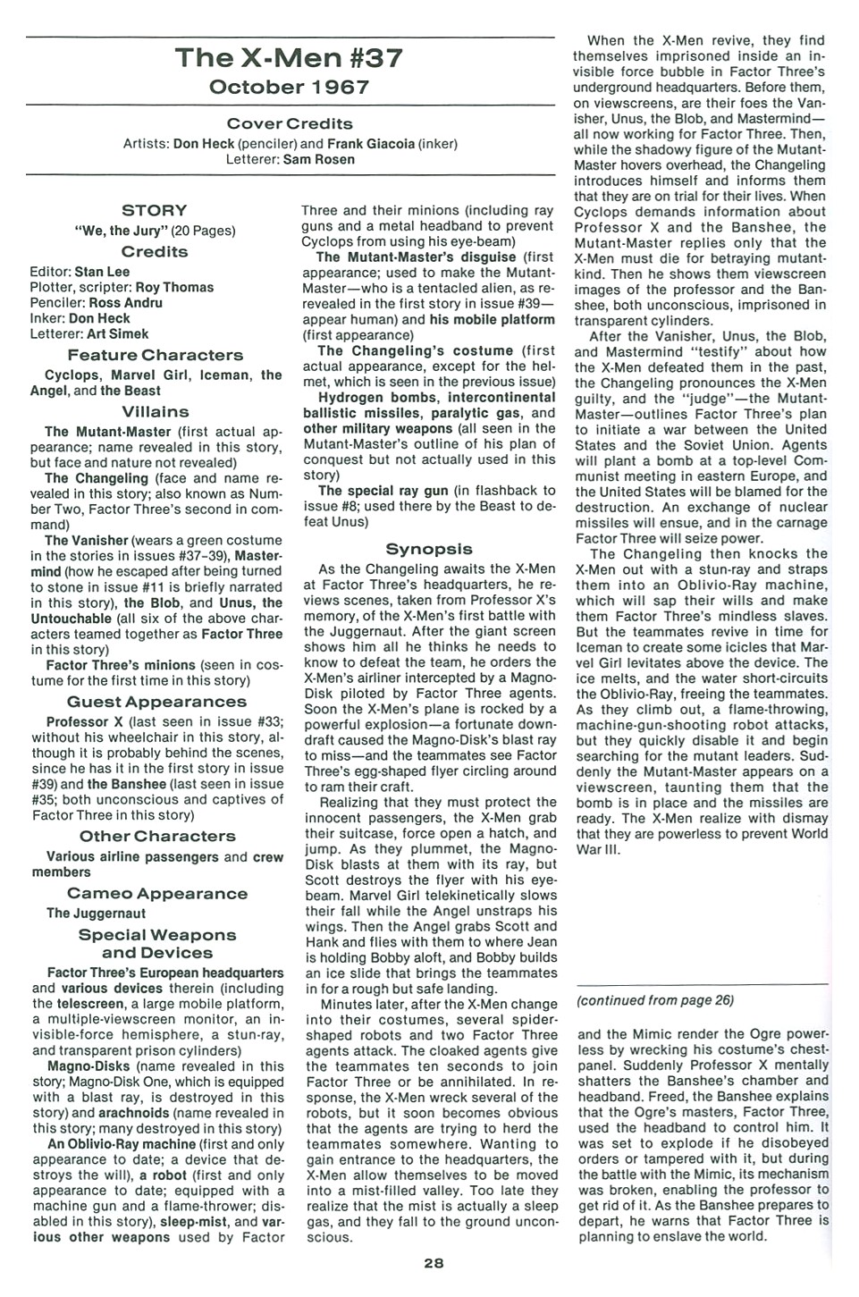 Read online The Official Marvel Index To The X-Men comic -  Issue #2 - 30