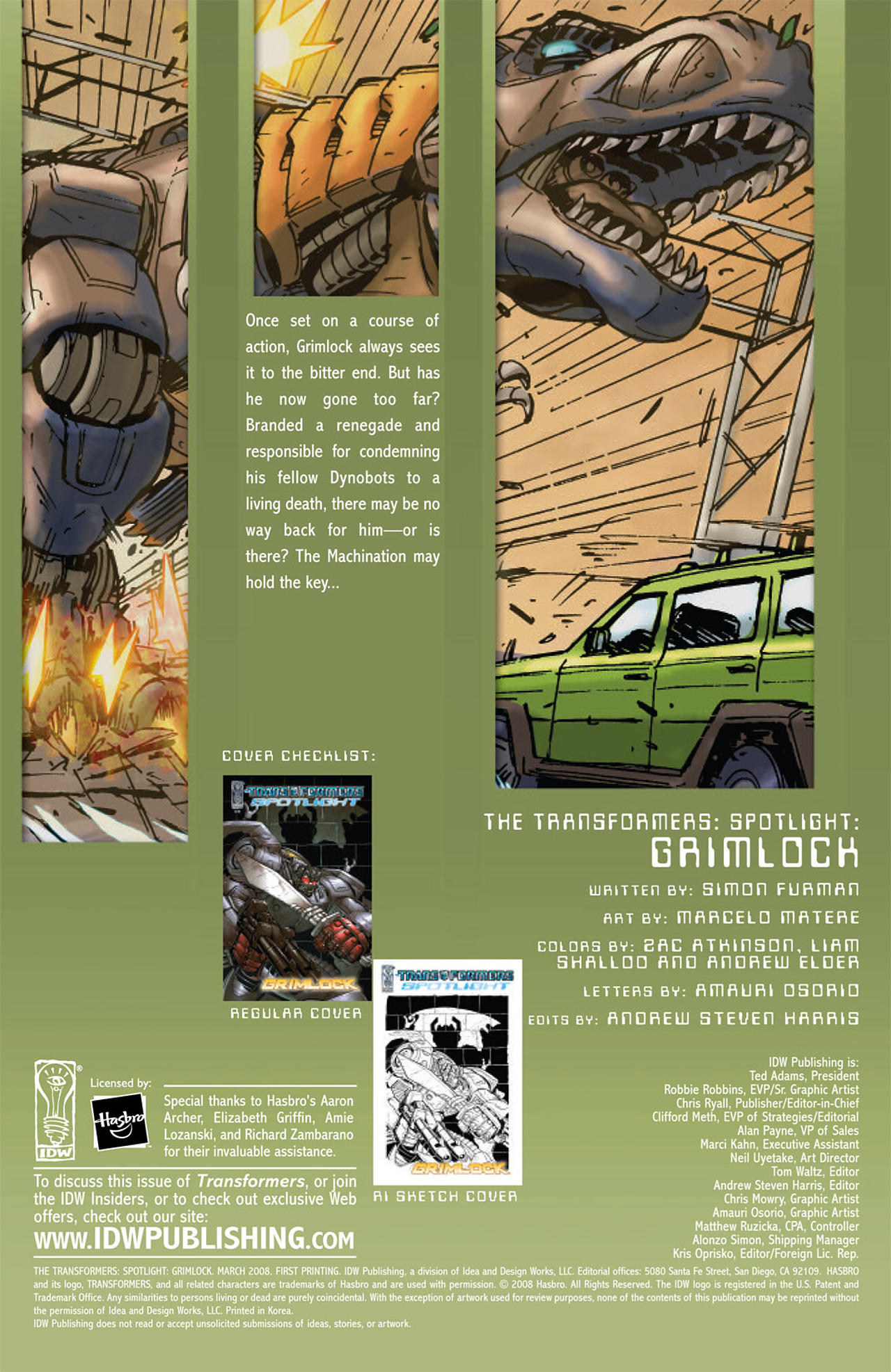 Read online Transformers Spotlight: Grimlock comic -  Issue # Full - 3