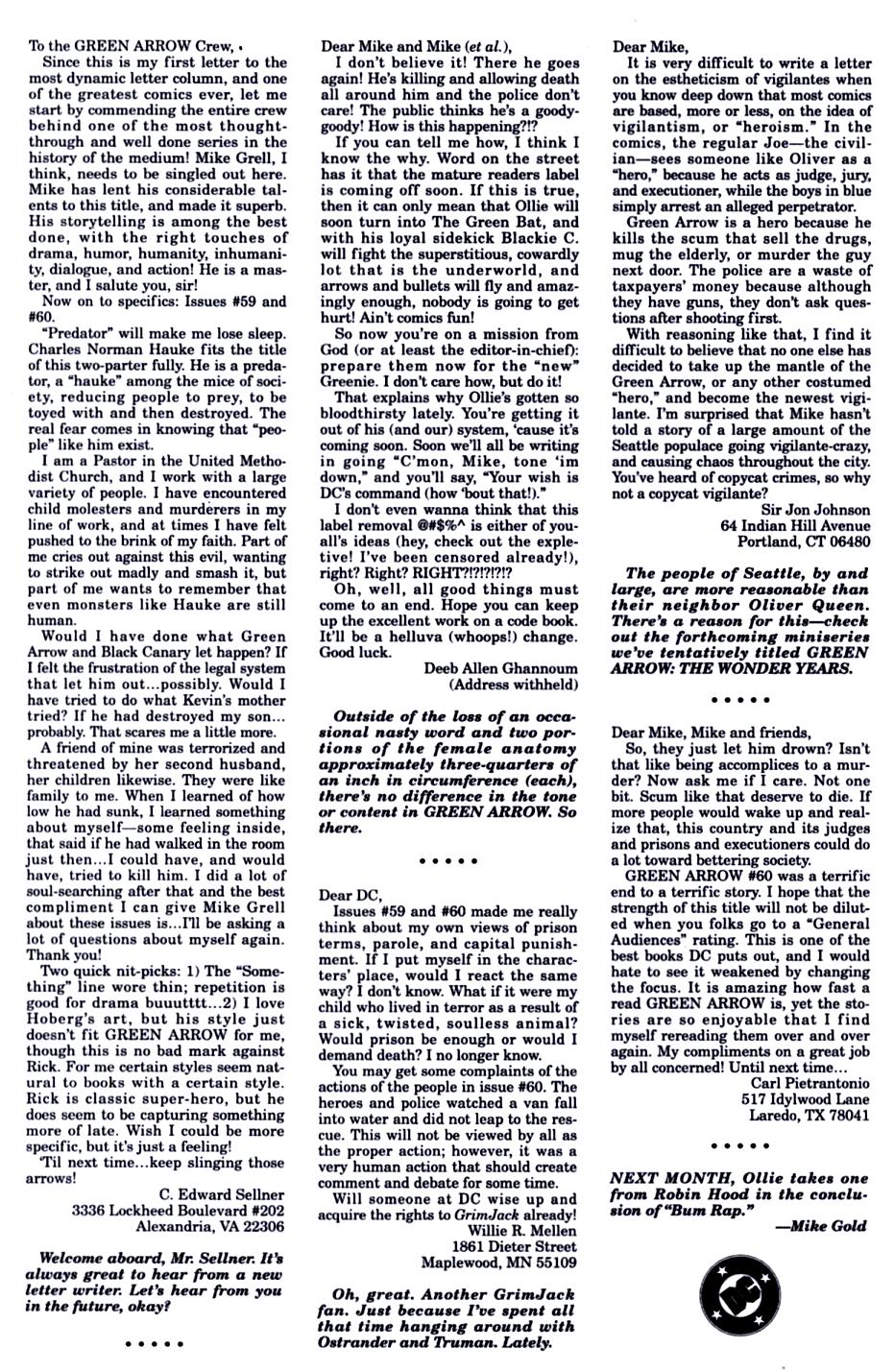 Read online Green Arrow (1988) comic -  Issue #67 - 24