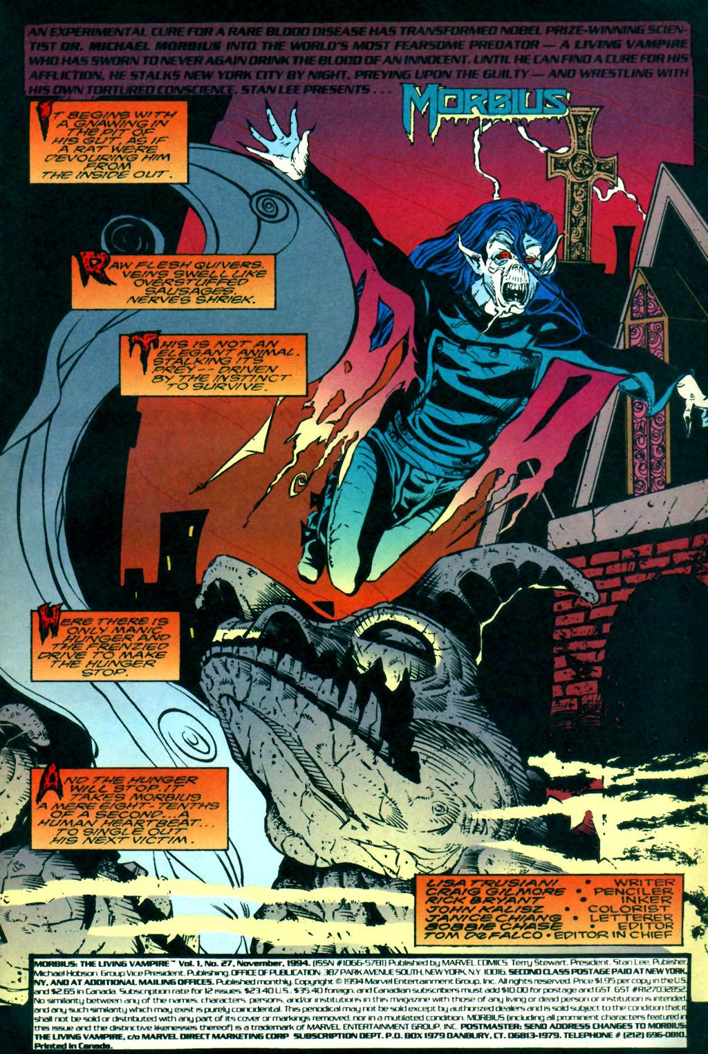 Read online Morbius: The Living Vampire (1992) comic -  Issue #27 - 2