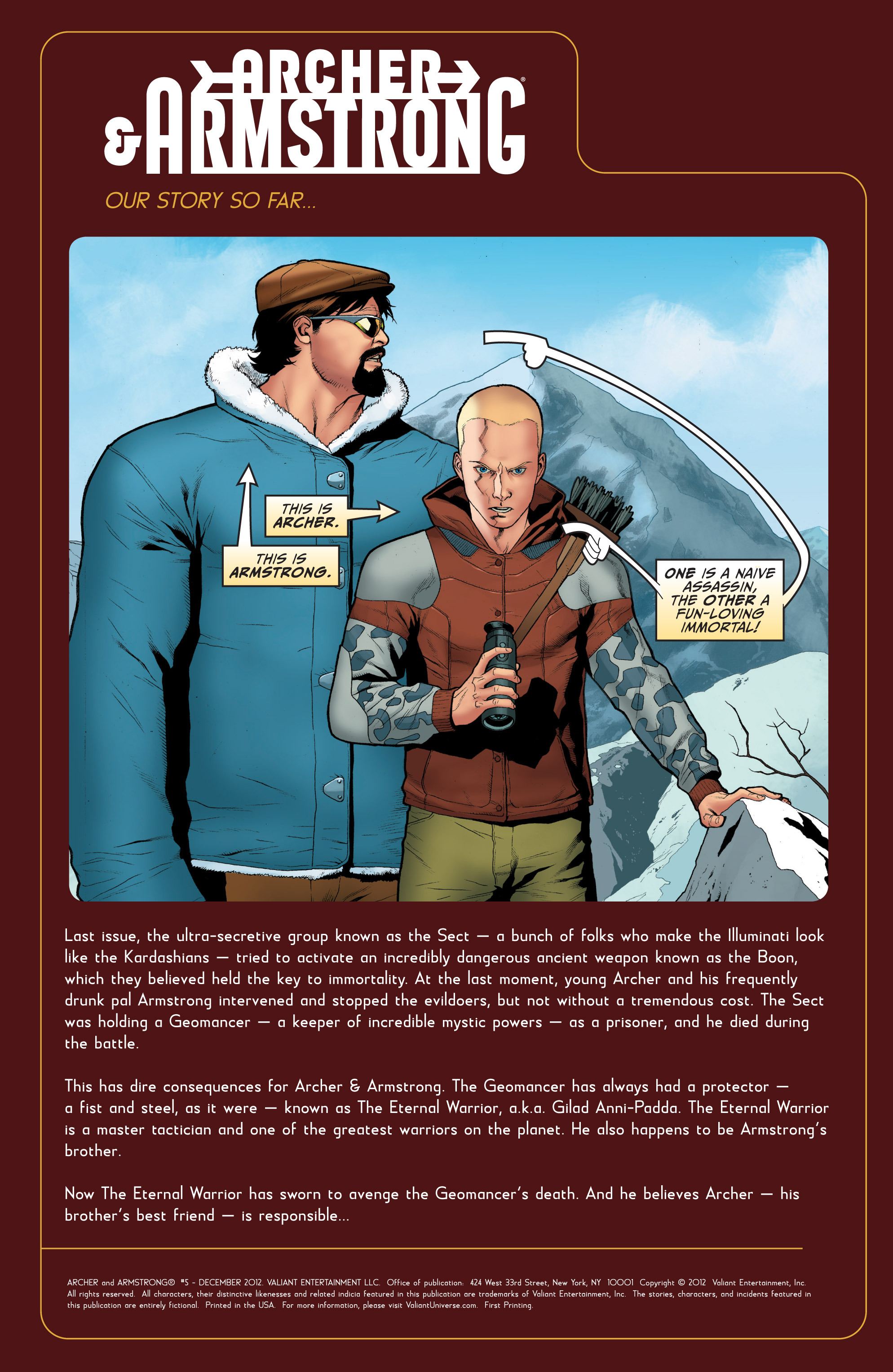 Read online Archer and Armstrong comic -  Issue #5 - 2