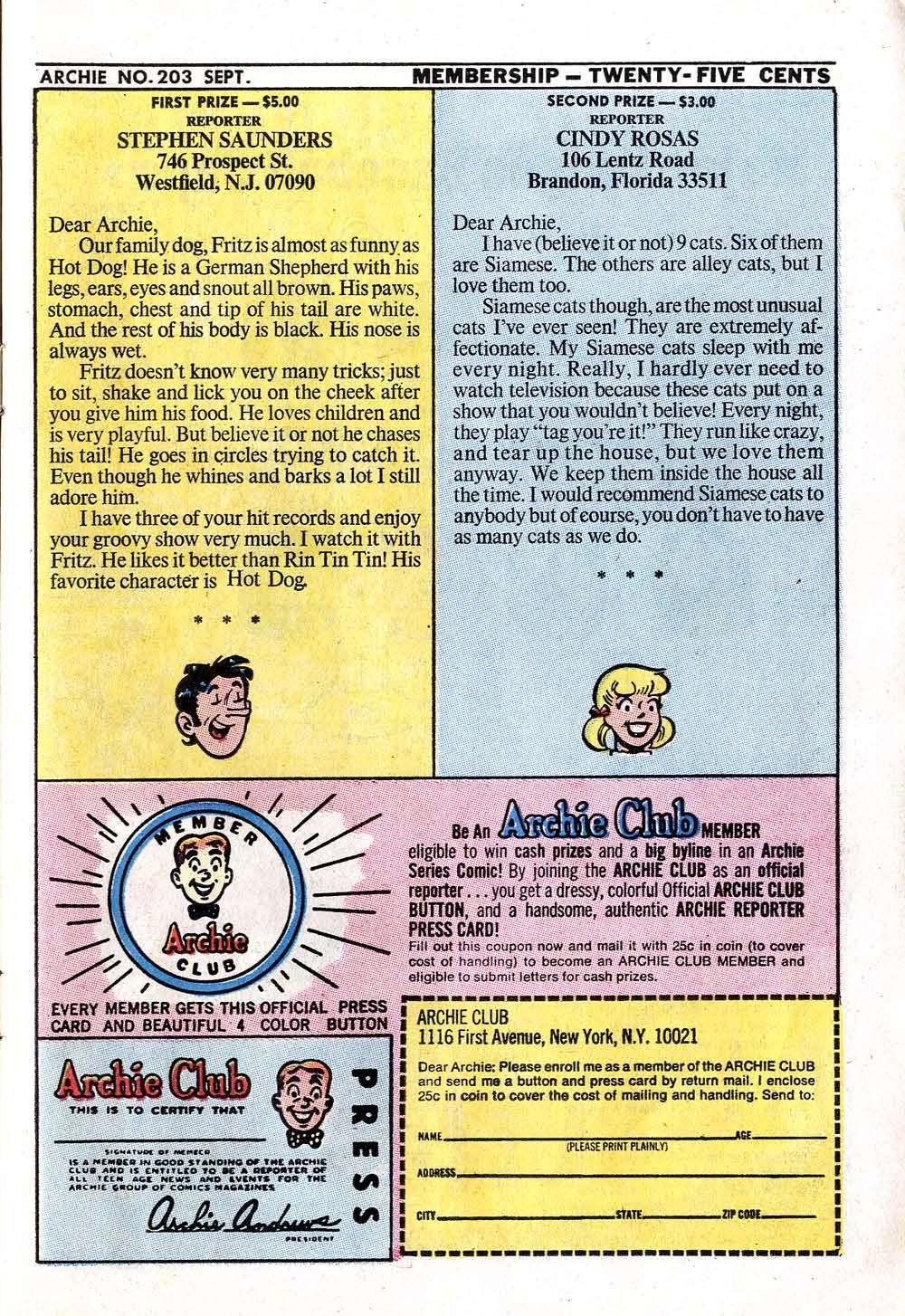 Read online Archie (1960) comic -  Issue #203 - 11