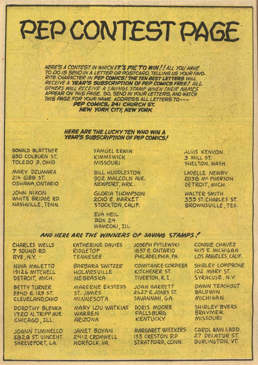 Read online Pep Comics comic -  Issue #60 - 14