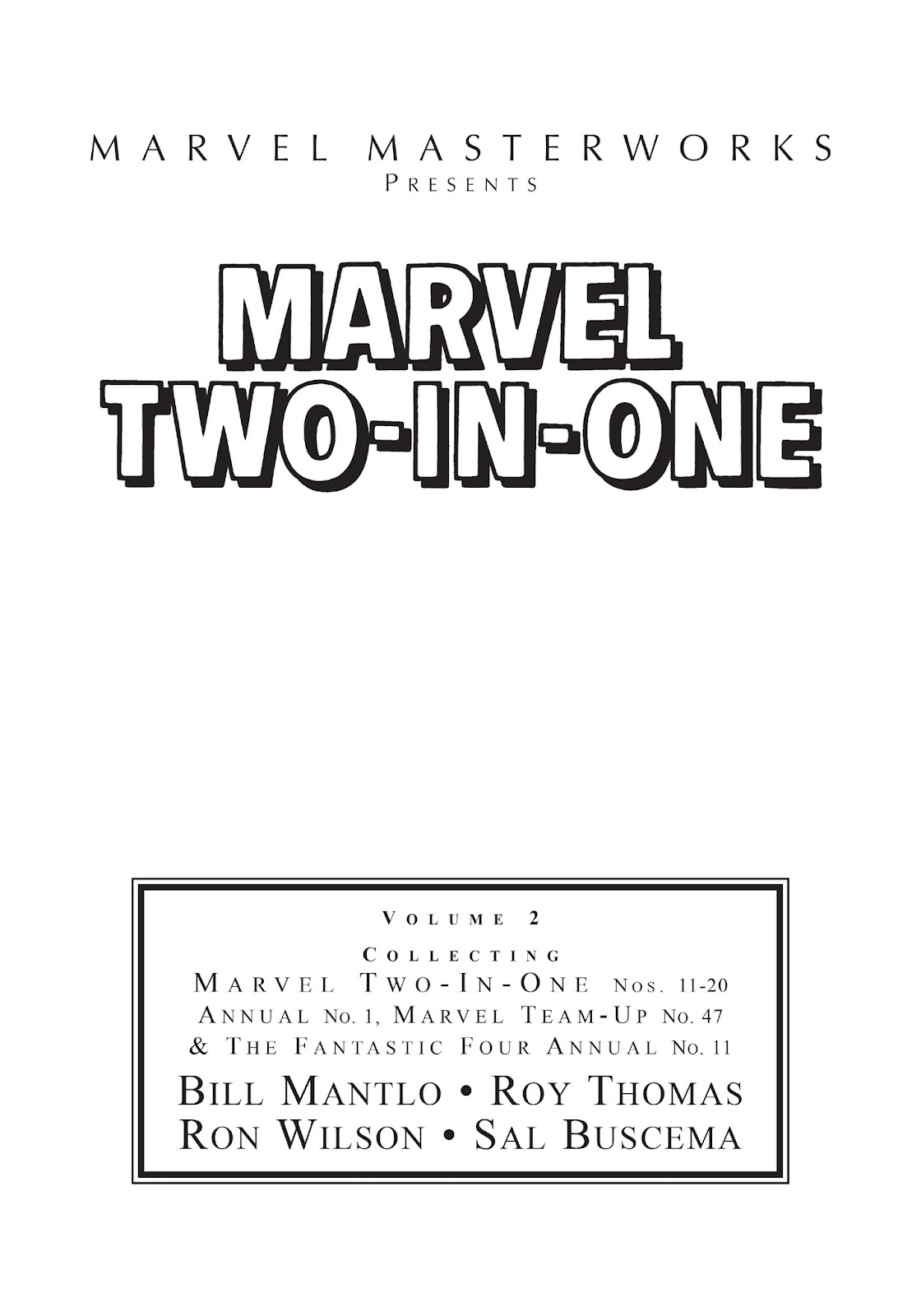 Marvel Masterworks: Marvel Two-In-One issue TPB 2 - Page 2