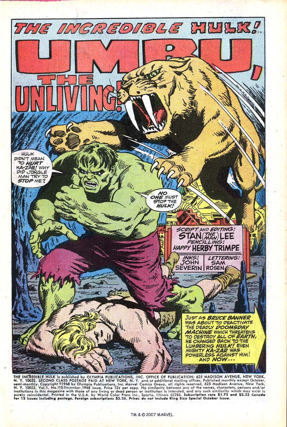 Read online The Incredible Hulk (1968) comic -  Issue #110 - 3