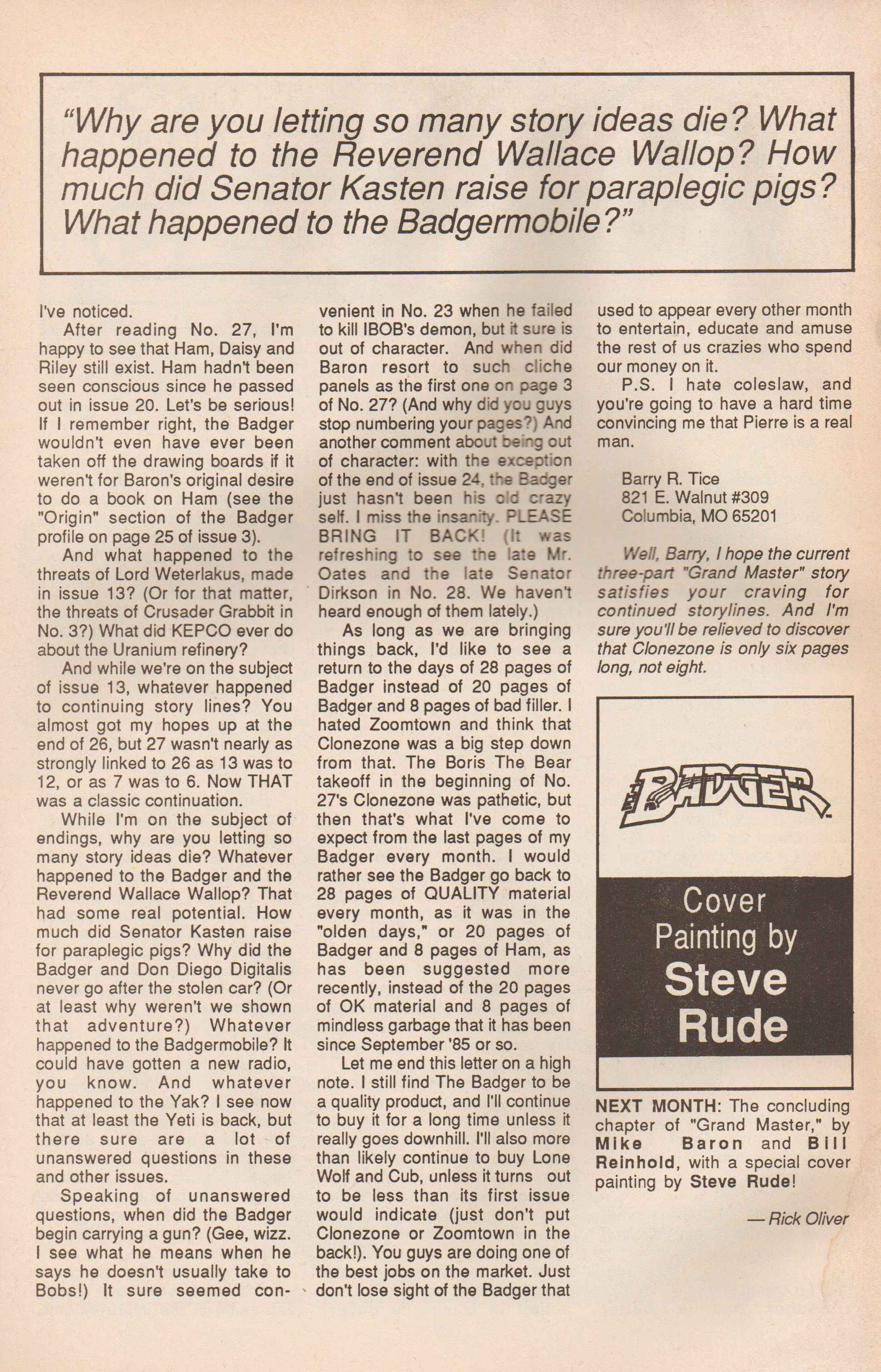 Read online The Badger comic -  Issue #31 - 34