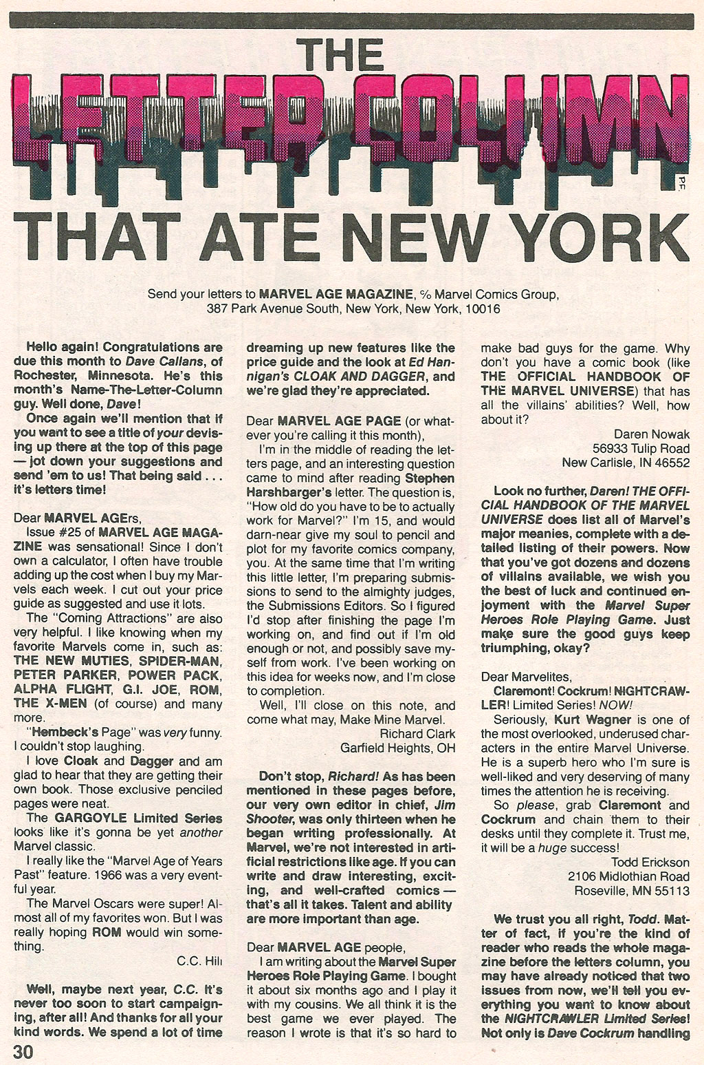 Read online Marvel Age comic -  Issue #29 - 31