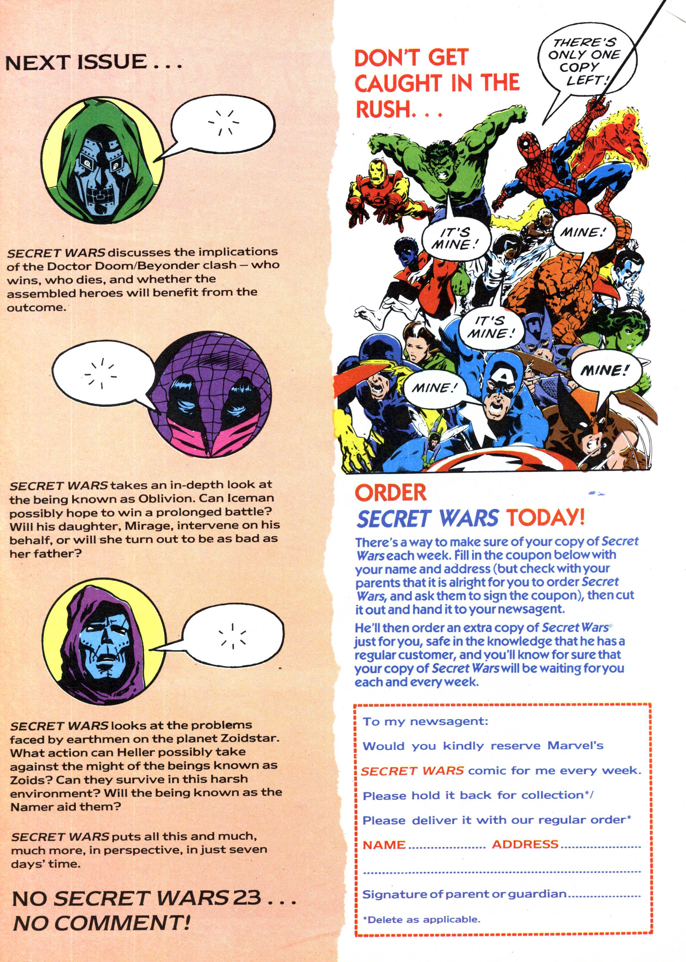 Read online Secret Wars (1985) comic -  Issue #22 - 23